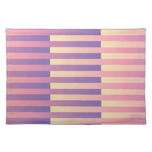Pink Purple Yellow Striped Pattern Cloth Placemat