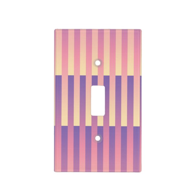 Pink Purple Yellow Striped Pattern  Light Switch Cover (Front)