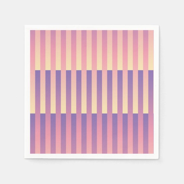 Pink Purple Yellow Striped Pattern  Napkins (Front)