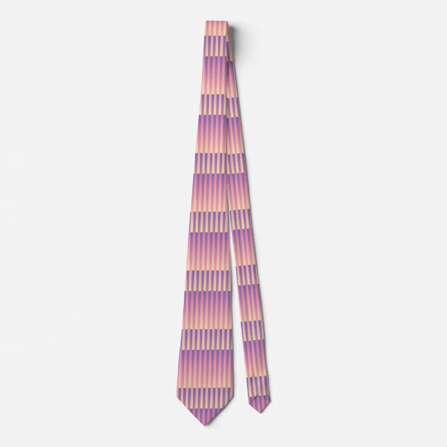 Pink Purple Yellow Striped Pattern  Neck Tie (Front)