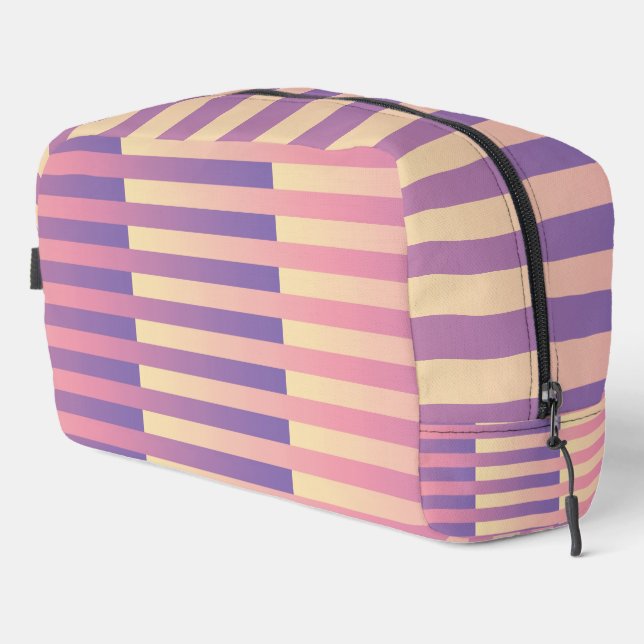 Pink Purple Yellow Striped Pattern Toiletry Bag (Right Corner)