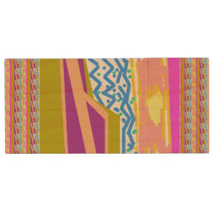 Pink Purple Yellow Sunset USB Wooden Flash Drive