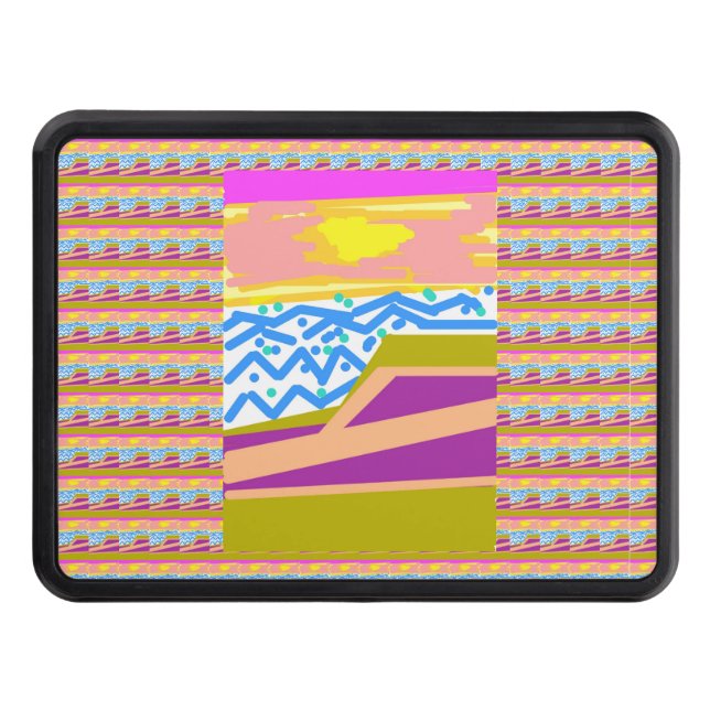 Pink Purple Yellow Sunset Yacht Hitch Cover (Front)