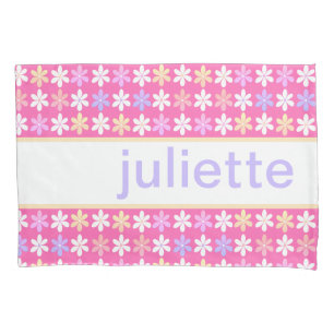 PINK PURPLE YELLOW WHITE SMALL FLOWERS PATTERN PILLOW CASE