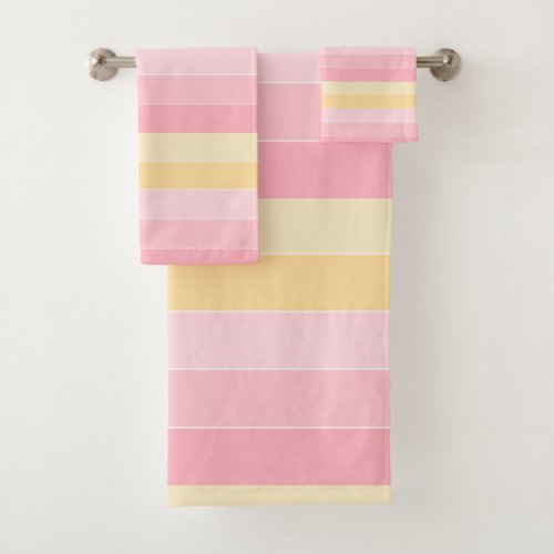 Pink Purple Yellow White Trendy Elegant Template Bath Towel Set