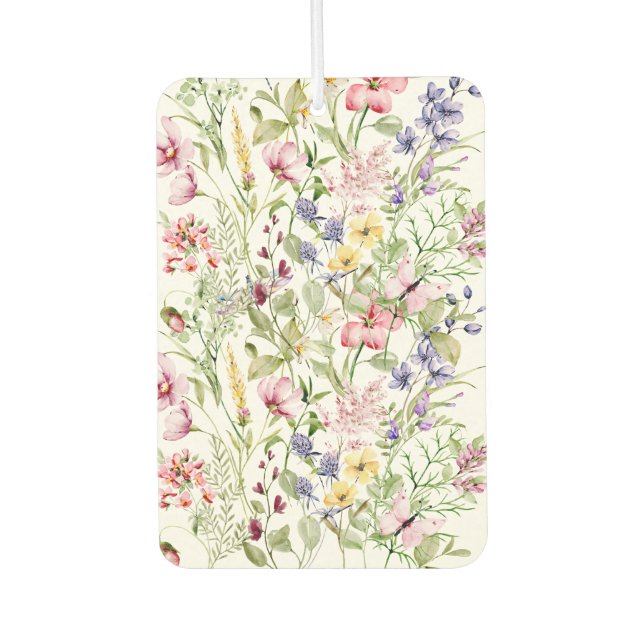 Pink Purple Yellow Wildflowers Floral Air Freshener (Front)