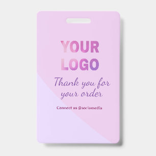 Pink purple your logo connect with us social media badge