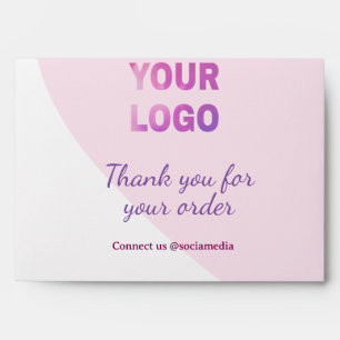 Pink purple your logo connect with us social media envelope