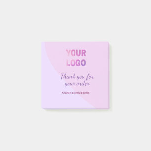 Pink purple your logo connect with us social media post-it notes