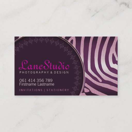 Customizable Pink Purple Zebra Style w/ Logo Business Cards