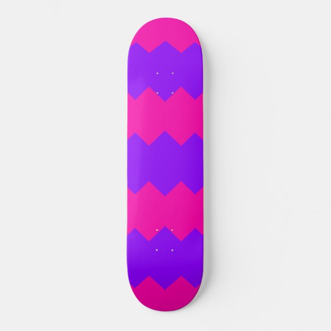 Pink & Purple Zig Zag Stripe Pattern Skateboard Deck (Front)