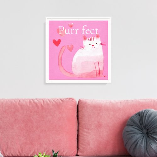 Pink Purrfect Cat  Canvas Print