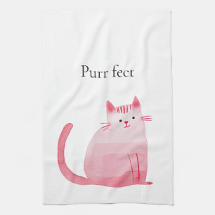 Pink Purrfect Cat Kitchen Towel