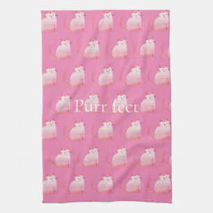 Pink Purrfect Cat Kitchen Towel