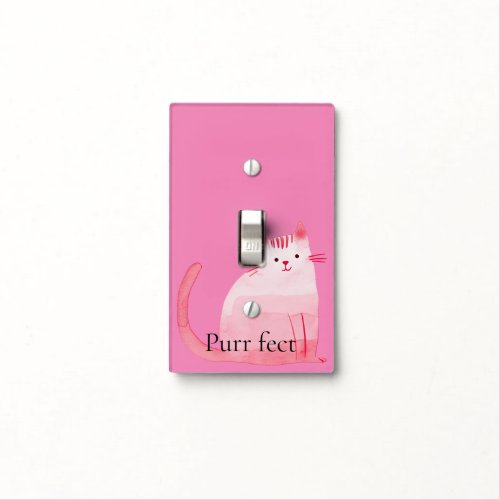 Pink Purrfect Cat  Light Switch Cover