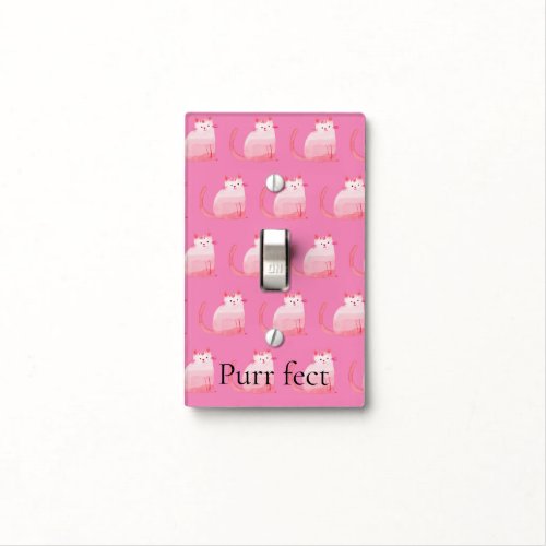 Pink Purrfect Cat  Light Switch Cover