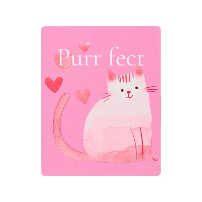 Pink Purrfect Cat  Metal Print (Front)