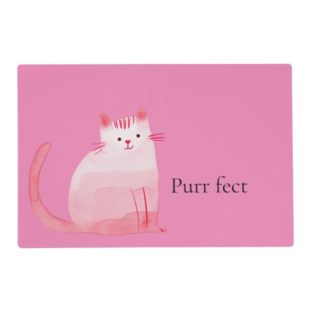 Pink Purrfect Cat  Placemat (Front)