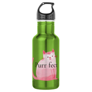 Pink Purrfect Cat Stainless Steel Water Bottle