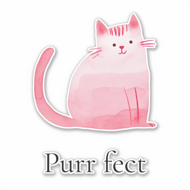 Pink Purrfect Cat  Sticker (Front)