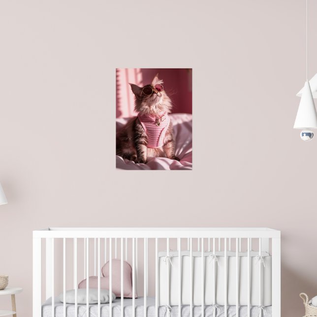 Pink Purrfection: Chic Cat in Style Poster (Nursery 2)