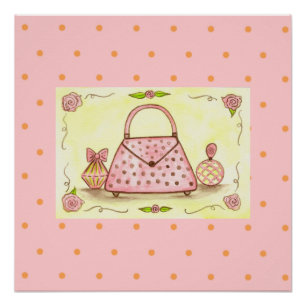 Pink Purse Perfume Framed Wall Art Print