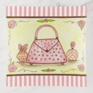 Pink Purse Perfume Vanity Trinket Tray
