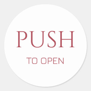 Pink Push to Open Door Sign Classic Round Sticker
