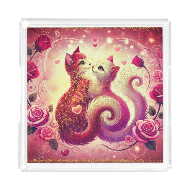 Pink Pussy Cats Scented Candle  Acrylic Tray (Front)