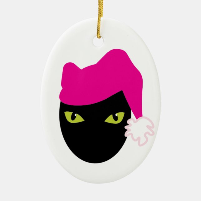 Pink Pussycat Ceramic Ornament (Front)