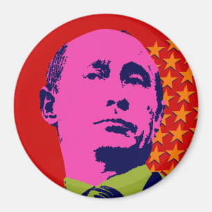 Pink Putin Pop Art Portrait Magnet