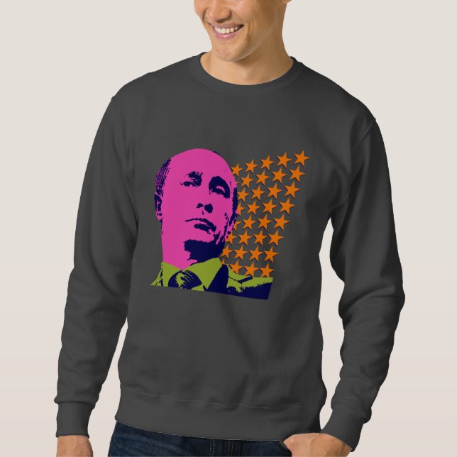 Pink Putin Pop Art Portrait Sweatshirt (Front)