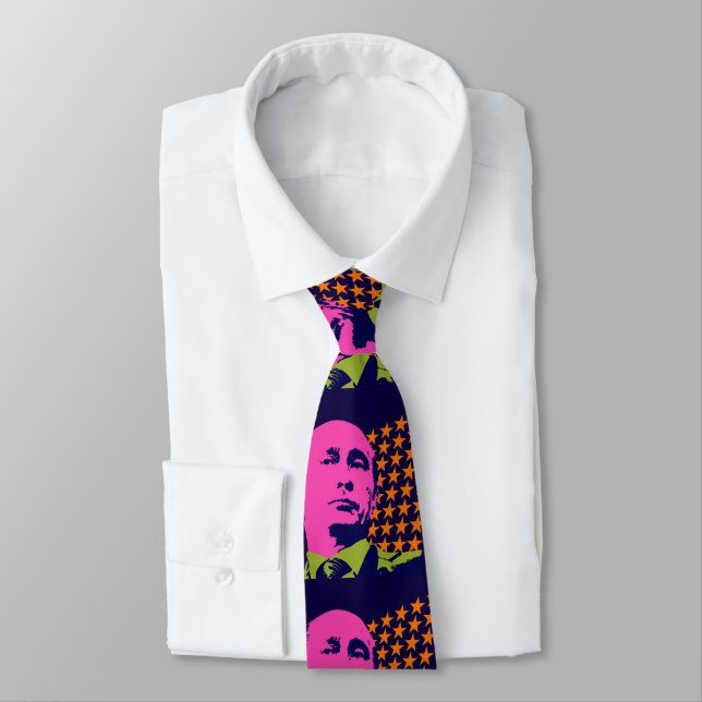 Pink Putin Pop Art Portrait Tie (Tied)