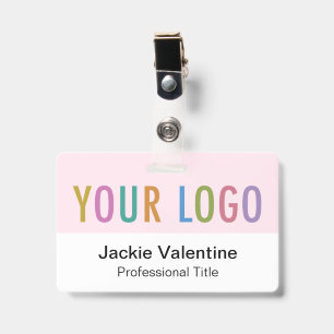 Pink PVC Name Badge with Clip Lanyard or Reel