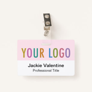 Pink PVC Name Badge with Clip Lanyard or Reel