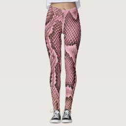 Pink Python Snake Print Women&#39;s Leggings 