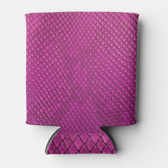Pink Python: Snake Skin Texture. Can Cooler (Front)