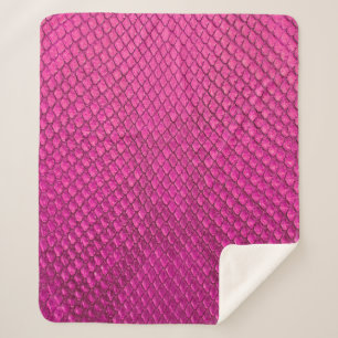 Pink python snake skin texture sherpa blanket