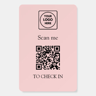Pink QR Check-In Custom Contactless Business Foam Board