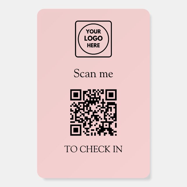 Pink QR Check-In | Custom Contactless Business Foam Board (Front)