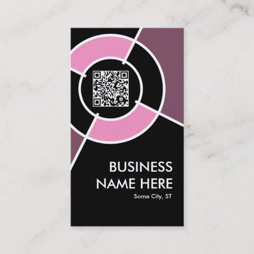 pink QR code and logo target Business Card