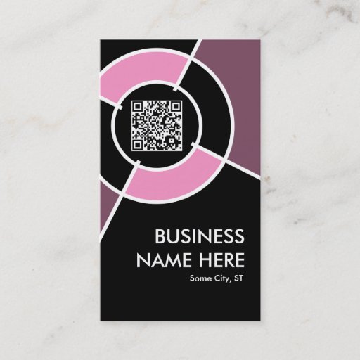 pink QR code and logo target Business Card