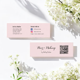 Pink QR Code Beauty Makeup Artist Mini Business Card