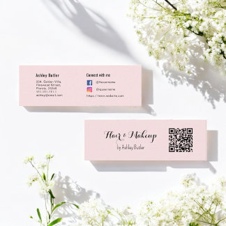 Pink QR Code Beauty Makeup Artist Mini Business Card