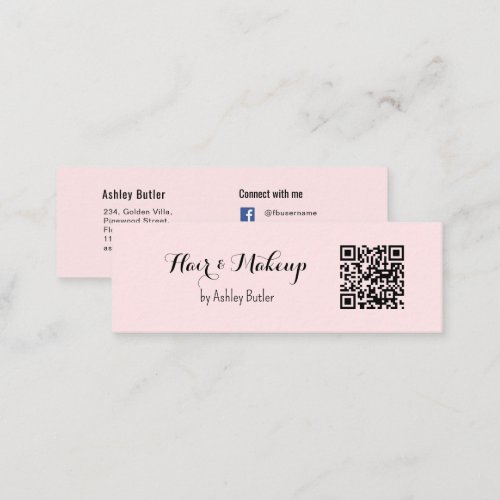 Pink QR Code Beauty Makeup Artist  Mini Business Card