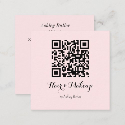 Pink QR Code Beauty Makeup Artist   Square Business Card