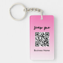 Pink QR Code Business Card Logo  Keychain