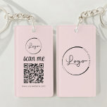 Pink QR Code Business Logo Promotional Keychain<br><div class="desc">Promote your brand on-the-go with this QR Code Business Logo Promotional Keychain. Featuring your custom business logo and a scannable QR code, this keychain offers an easy way for clients and customers to access your website, social media profiles, or promotional offers instantly. Perfect for handing out at events, trade shows,...</div>