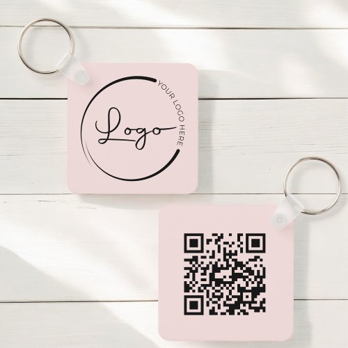 Pink QR Code Company Business Logo Promotional Keychain