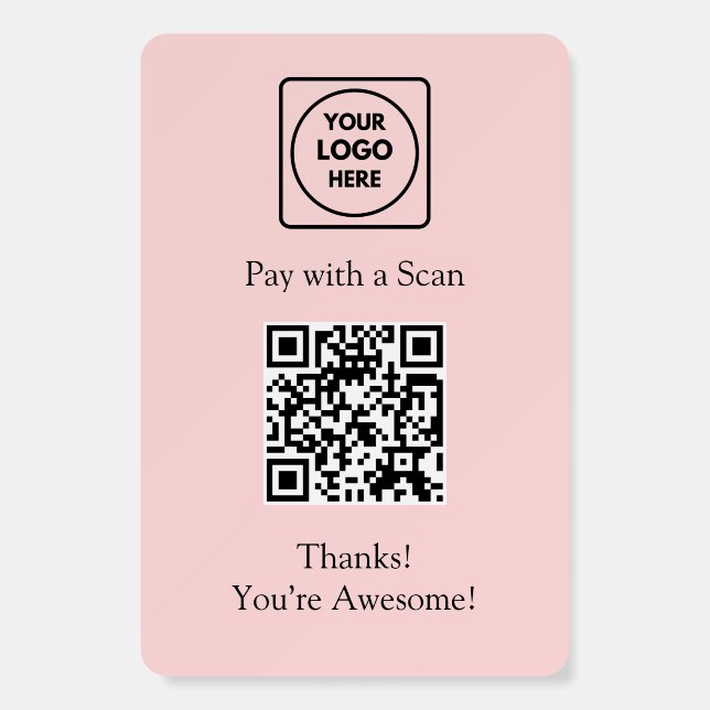 Pink QR Code | Contactless Scan-to-Pay Logo  Foam Board (Front)